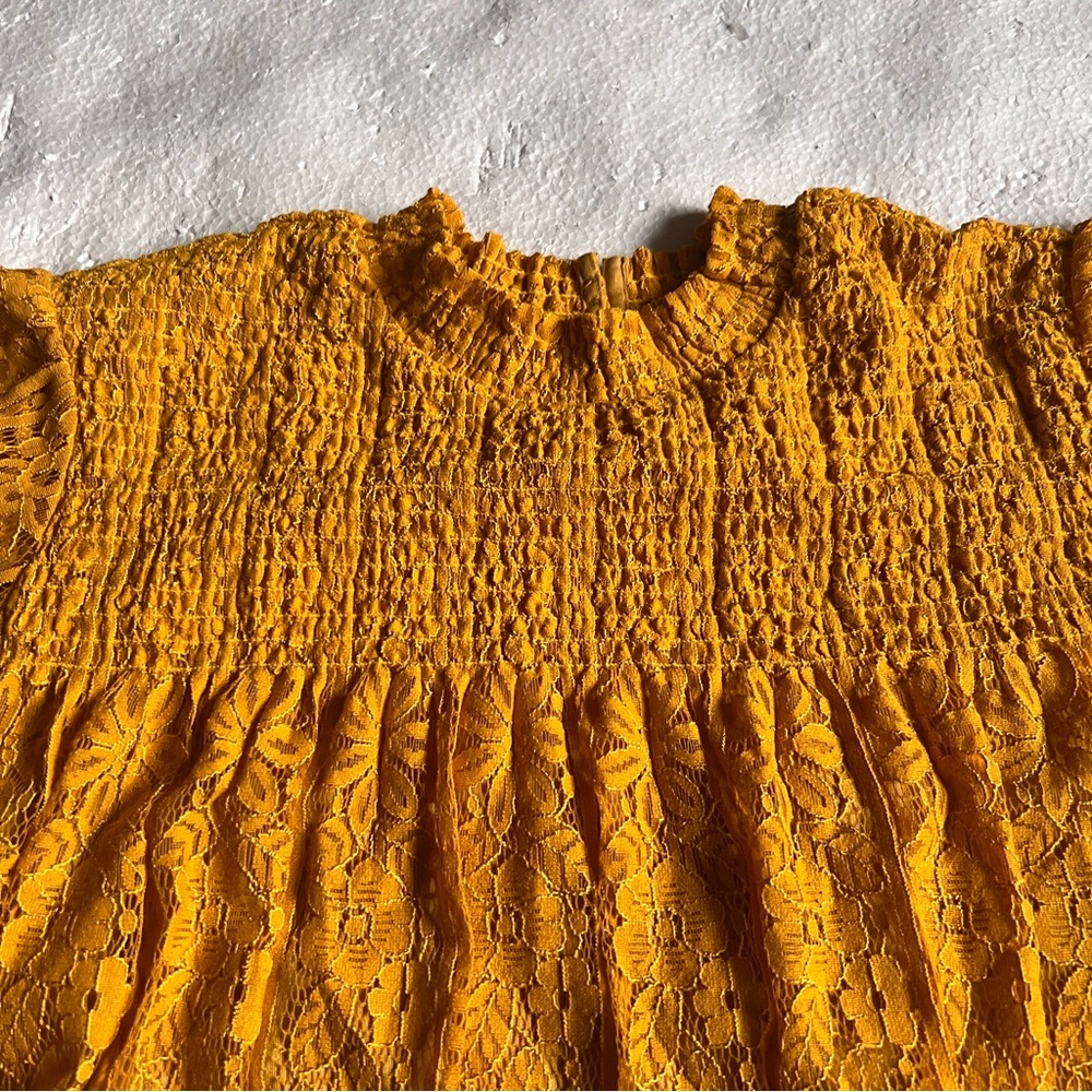 Kate & Mallory Mustard Yellow Lace Blouse with Ruffles-Size 2X - Picture 13 of 16